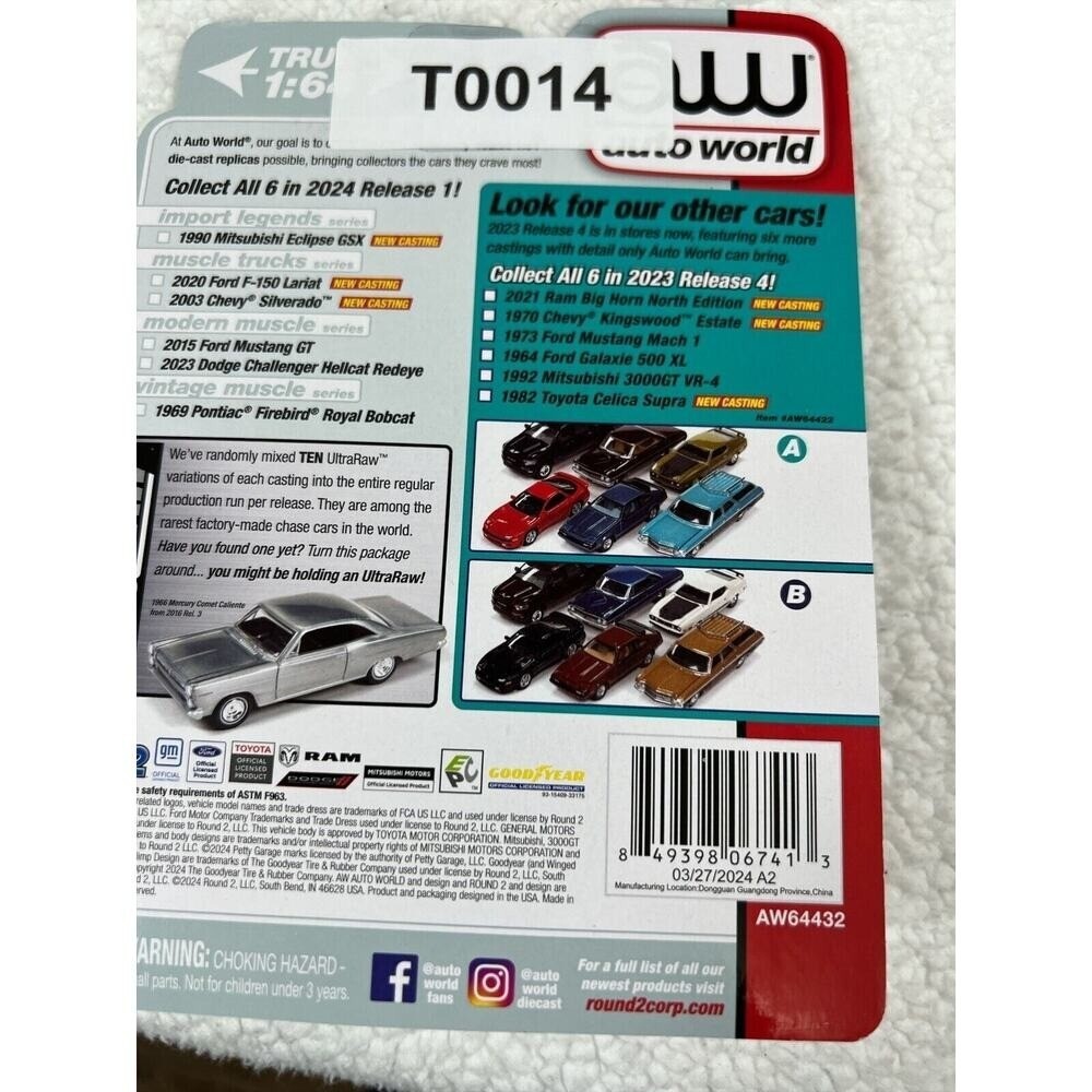 Auto World 1969 Pontiac Firebird Royal Bobcat 1:64 Diecast Car Limited Edition - Picture 4 of 4